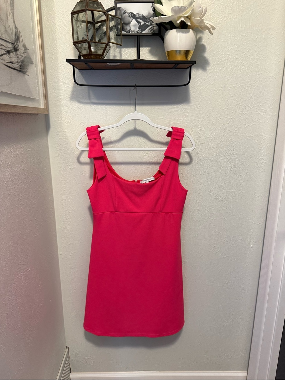 The Vanity Room Hot Pink Sleeveless Bow-Shoulder Mini Dress